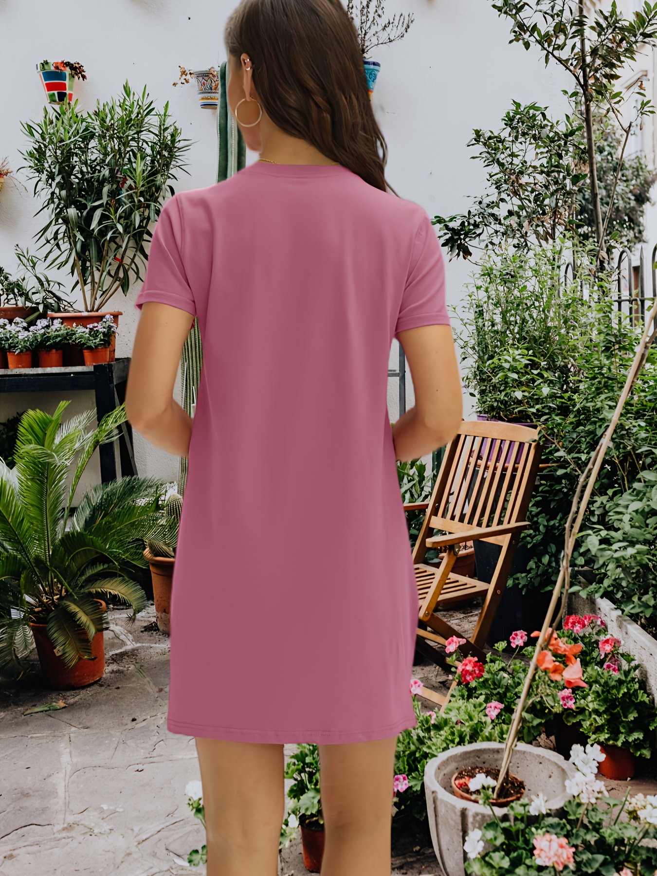 womens summer casual t shirt dress crew neck short sleeve Temu