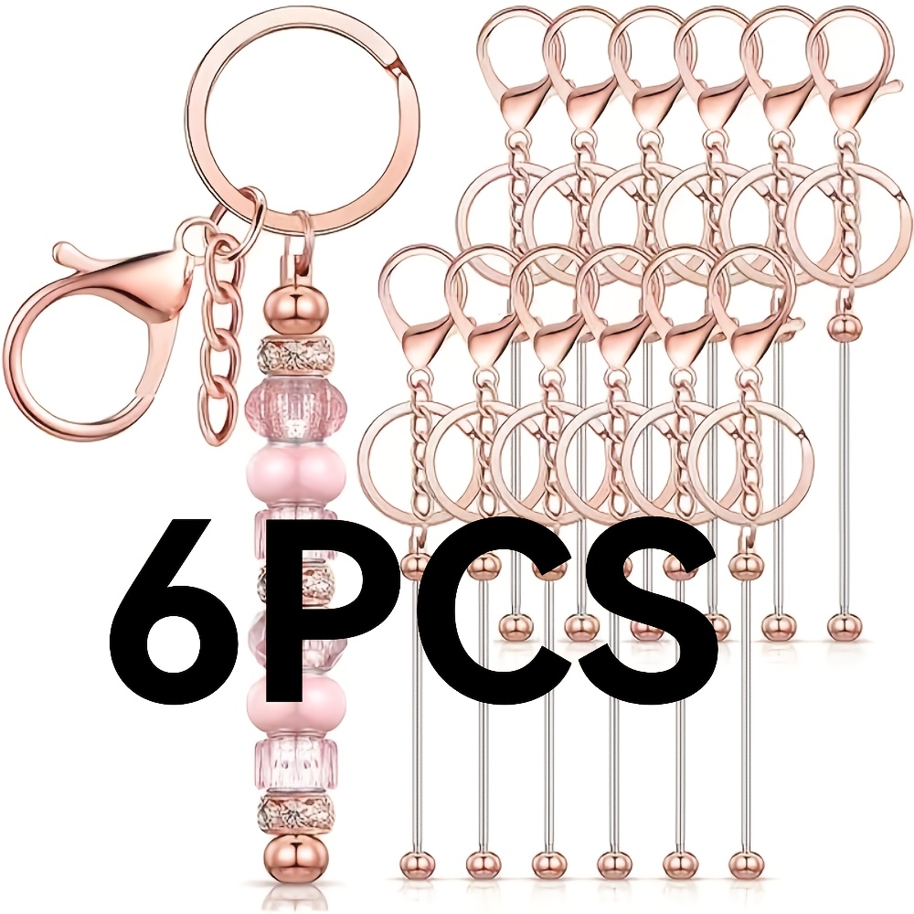 3/6pcs Beaded Keychain Bulk For Keychain Making Blank Beaded Metal Keychains Craft Keyring Gifts (elegant), Elegant