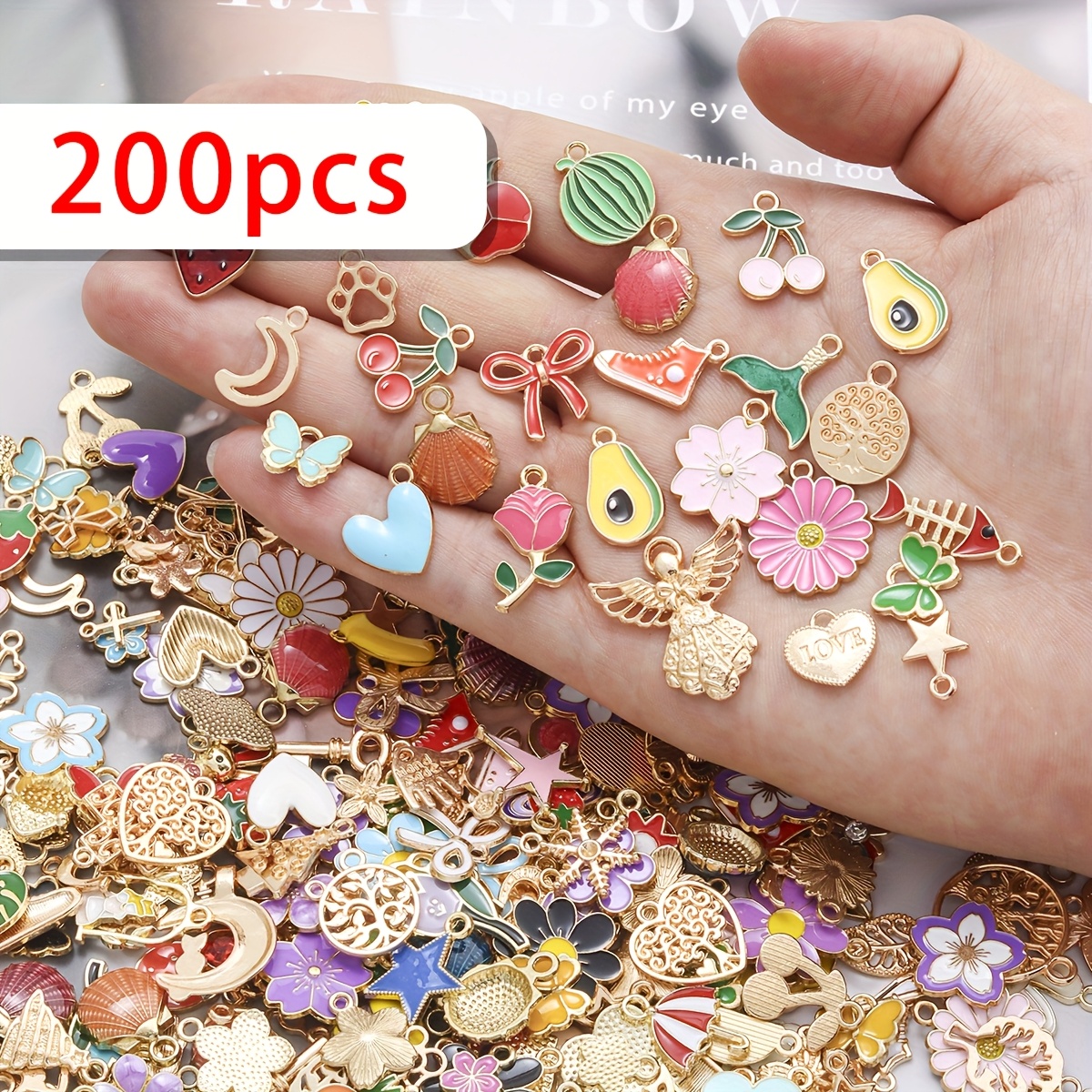 50 100 200pcs   alloy pendant charms for jewelry making assorted golden enamel cute charms suitable for diy bracelets necklaces earrings keychains and craft projects bulk jewelry making charms