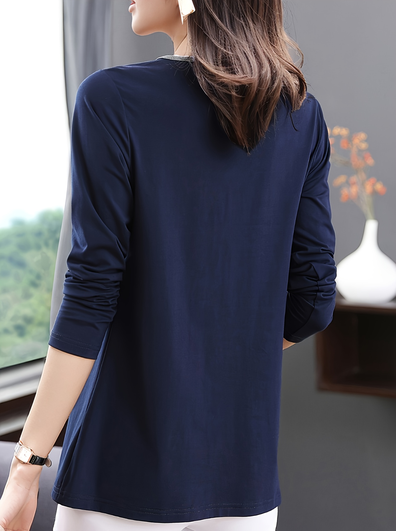 Mom's Autumn Base Layer Shirt for Women, 2024 New Style, Women's Long Sleeve T-Shirt, Mid-Length Women's Top