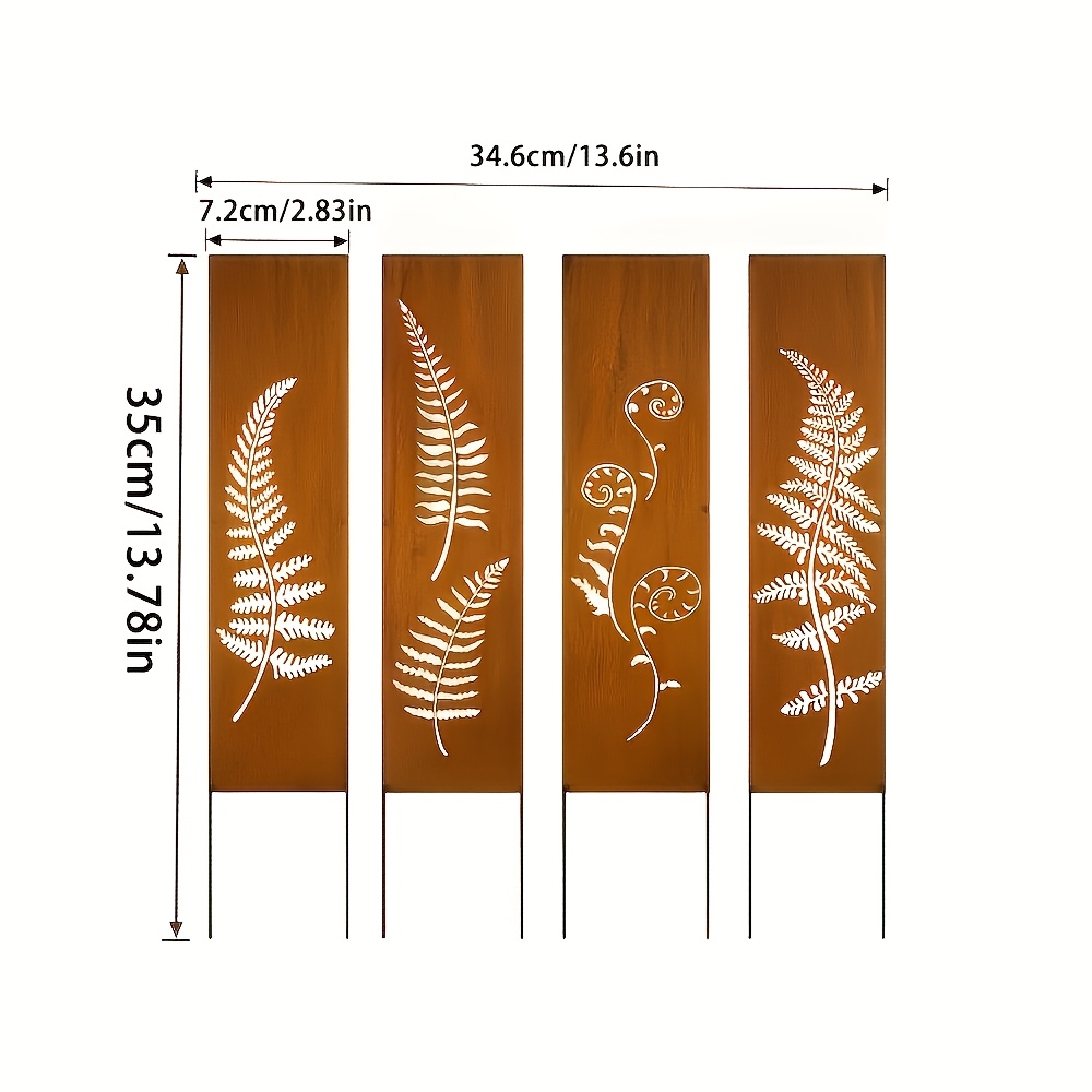 TEMU 【2d Flat】 [2d Flat] 4pcs Vintage Acrylic Wall Art Set - Durable Garden Privacy Screen, Acrylic Material, Elegant Design, Suitable For Outdoor