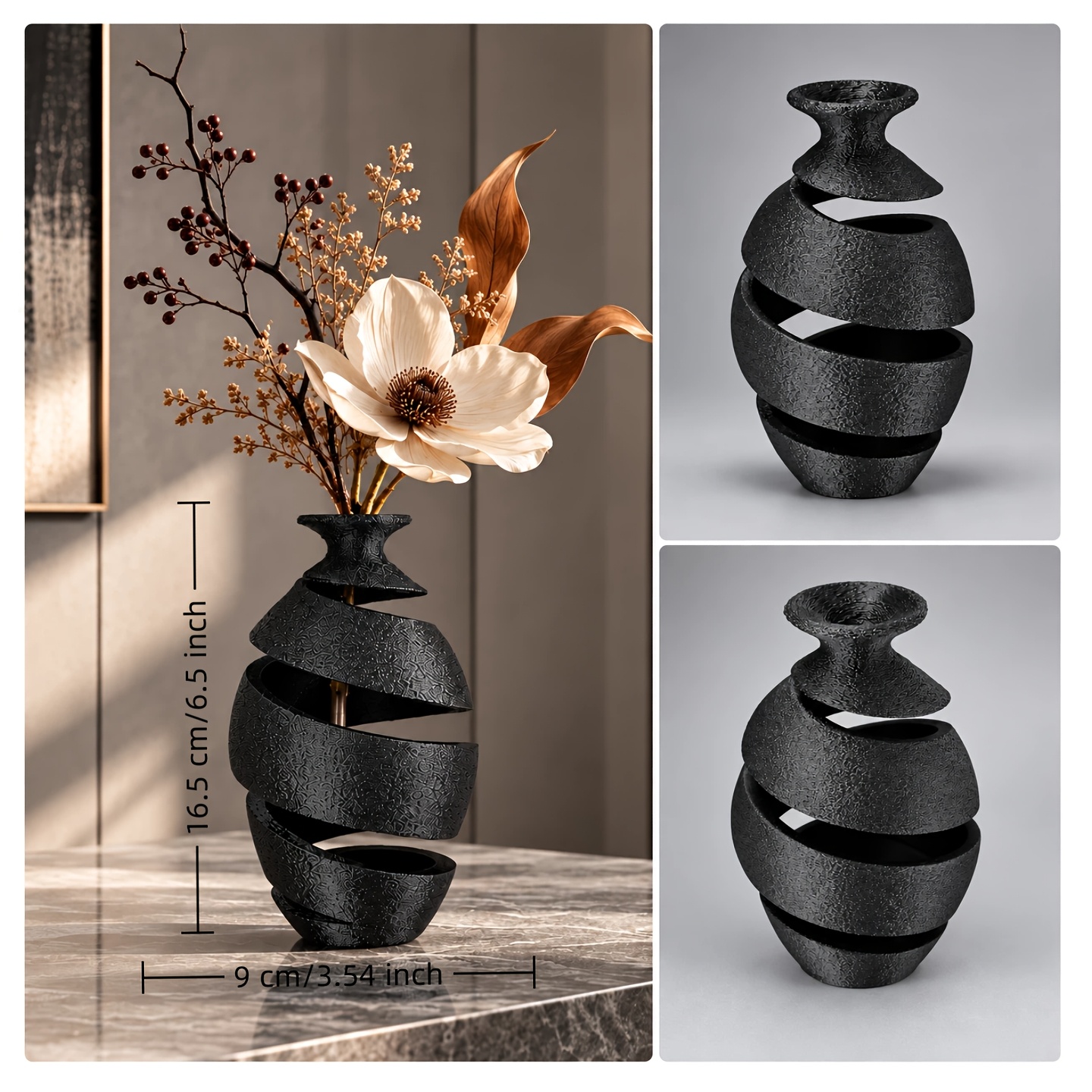TEMU 1 pièce - Vase décoratif à fleurs séchées imprimé en 3D, mat , une pièce décorative pour de modèles/hôtels/décoration intérieure. Parfait pour