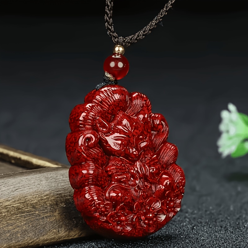 Cinnabar Pendant Necklace, Zodiac Year Couple Charm