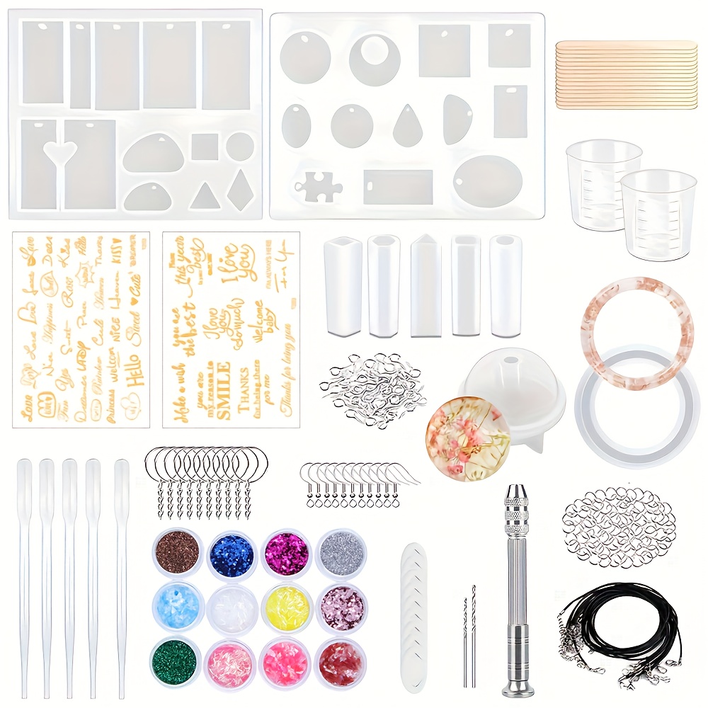 Kit de fabrication de bijoux en résine époxy UV transparente de 240 ml, 16  moules en silicone (12 pendentifs constellations), 17 cadres ouverts à