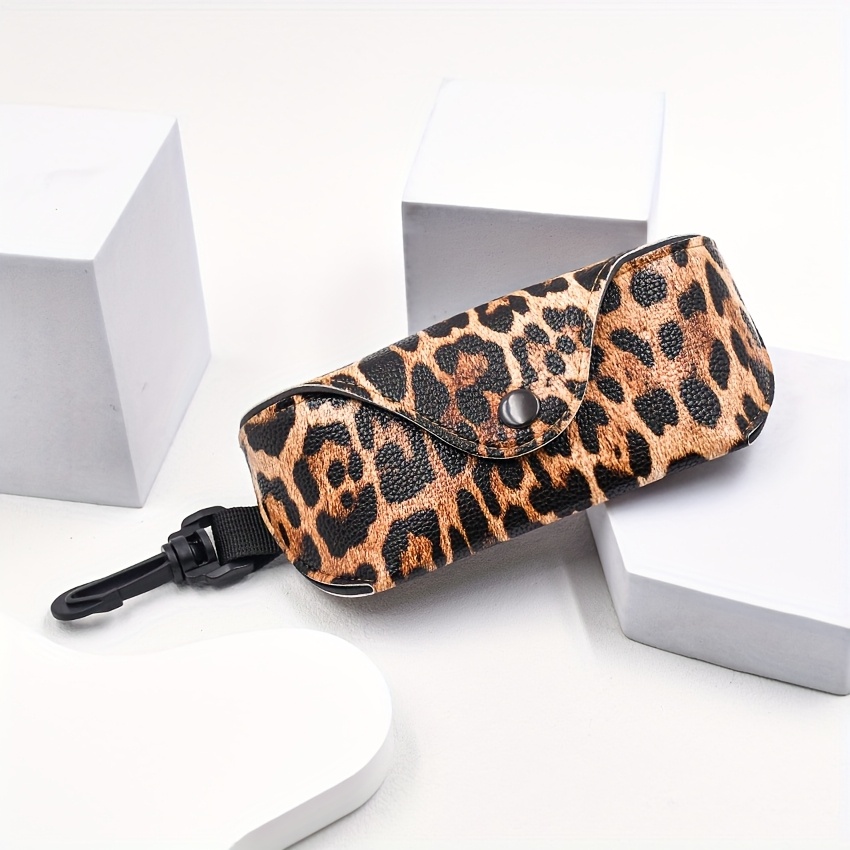 Funky Leopard Print Eyeglass Case Soft Glasses Case Suitable For Storing Glasses In A Bag Men's And Women's Eyeglass Storage Box With Hook