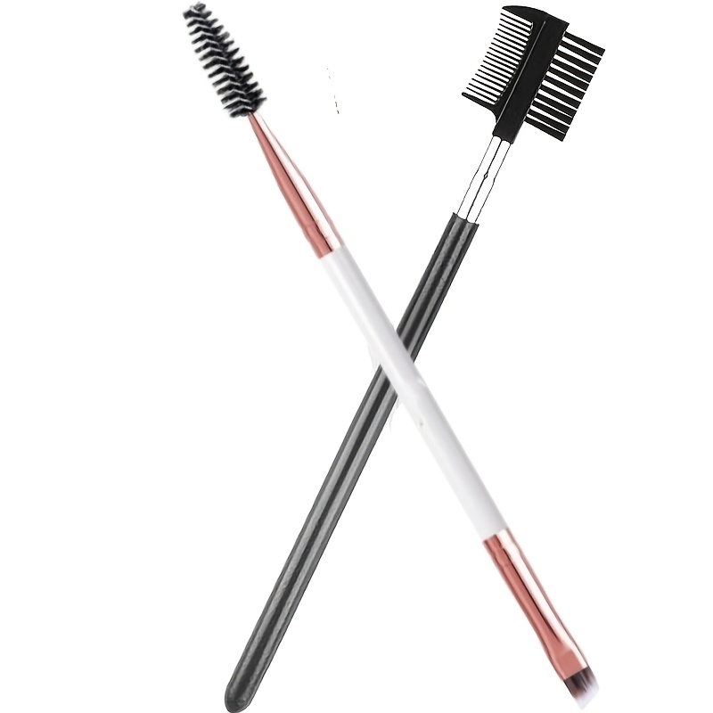 TEMU Eyebrow Brush & Eyelash Comb Set | 2-in-1 Dual-ended Beauty Tool | Precision Brow Brush, Spoolie, Eyelash Separator & Angled Eyeshadow Brush For