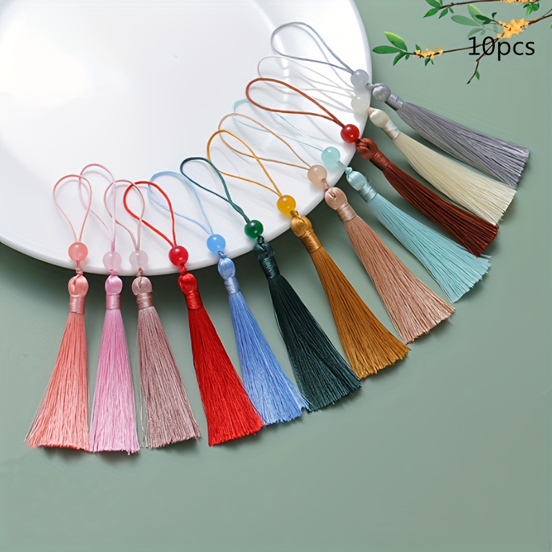 TEMU Confezione da 10 pezzi di cordini da 13 cm con nappe lisce a frange in colori casuali, , per scatola regalo, per scatola da regalo, decorazione