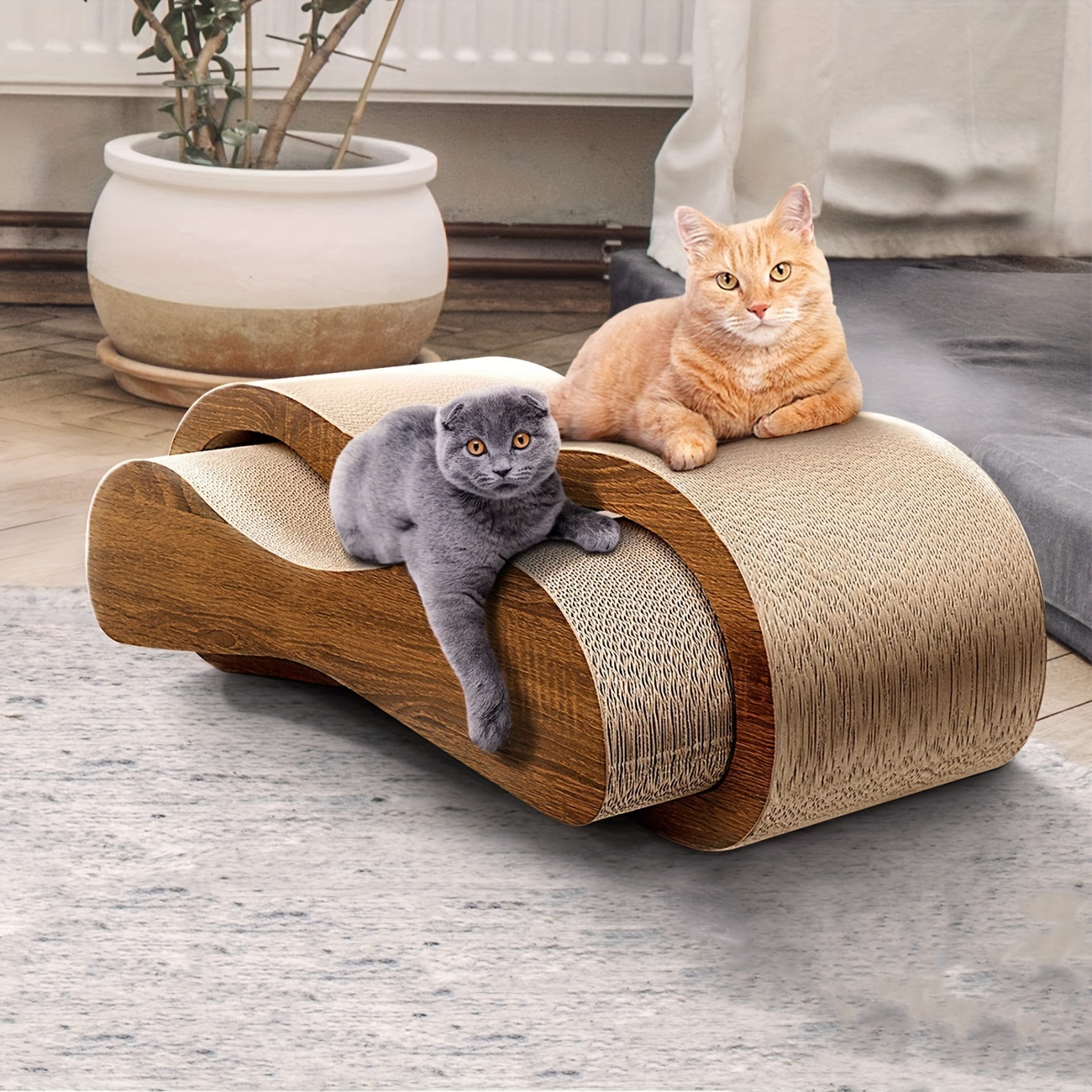 

Extra-large 2-in-1 Cat Scratcher & Lounge Bed - Durable Corrugated Cardboard, Protects Furniture & Claws
