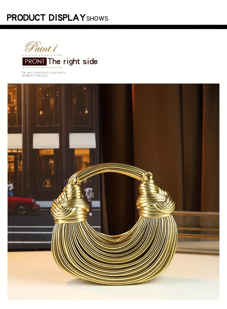 Glossy Trendy Design Sense Handmade Dumpling Bag Hand-Held Crossbody Bag Knotted Rope Noodles Bag Fashionable Personality Female Bag