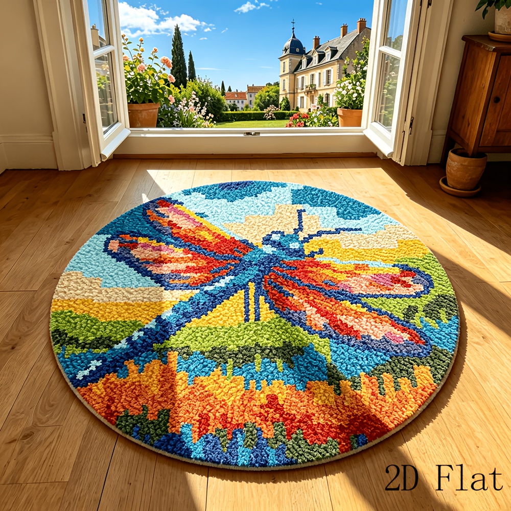 DIY Crochet Carpet Patchwork Kit with Squirrel & Dragonfly Patterns