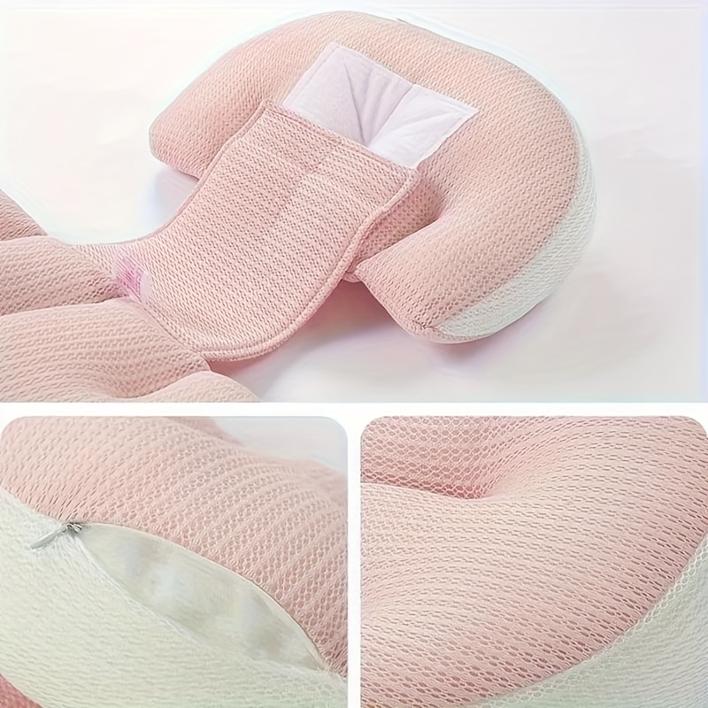 u shaped maternity pillow for side sleepers soft polyester adjustable portable with removable cover   for waist support and belly relief during pregnancy details 9