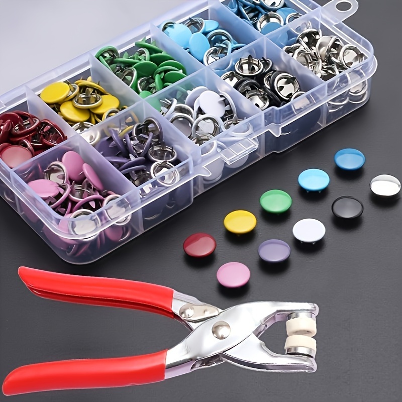 

50 Sets Mixed Color Snap Buttons With Installation Tool Set - Solid 5 Claw Buckle For Clothing, School Uniforms, Pants - Durable And Invisible Fasteners With Storage Box