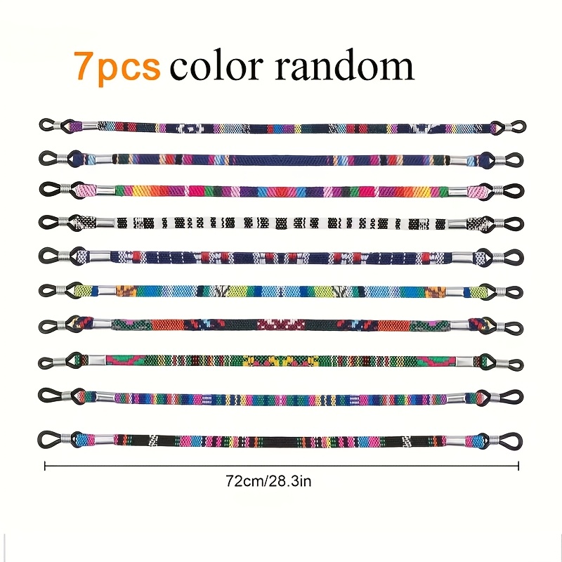 TEMU 7 pezzi di cinturini per occhiali colori casuali, cordino flessibile per fissare gli occhiali, antiscivolo adatta per l'uso