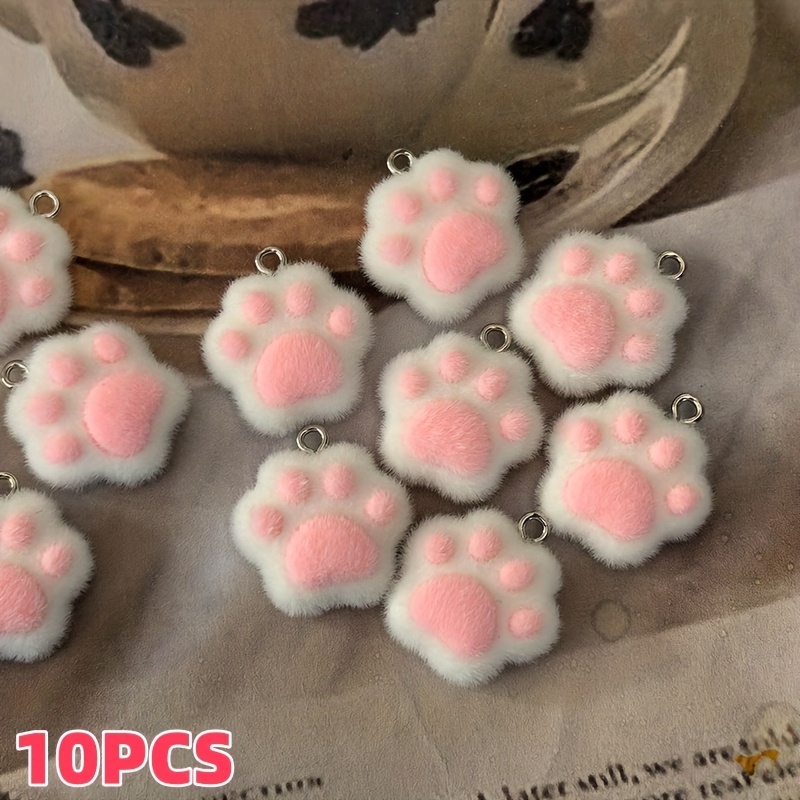 2/10pcs Cute Cartoon Pink Cat Paw Resin Charms Funny Animal Paw Pendants Jewelry Making Additions