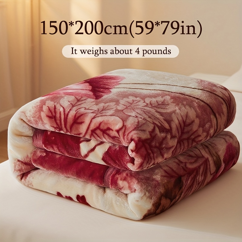 1pc warm plush blanket,   polyester throw with classic   - lightweight, fluffy & machine washable for bedroom, sofa, dorm, and outdoor use;     Product details 3