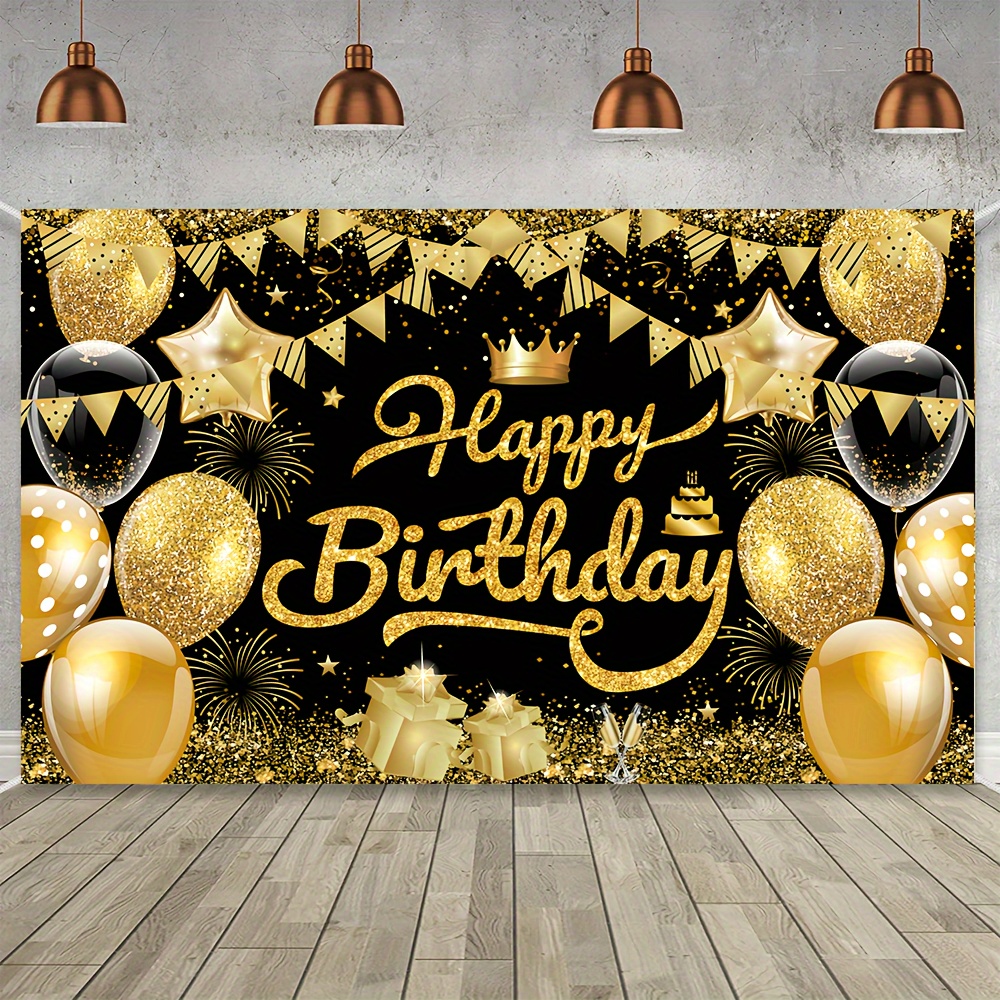 

1pc, Decoration Banner, Golden Sequin Birthday Party Decoration, Black Golden Themed Party Banner, Birthday Party Supplies Decoration, Photo Booth Props, 180 Cm * 110 Cm/ Inches * 43.3 Inches.