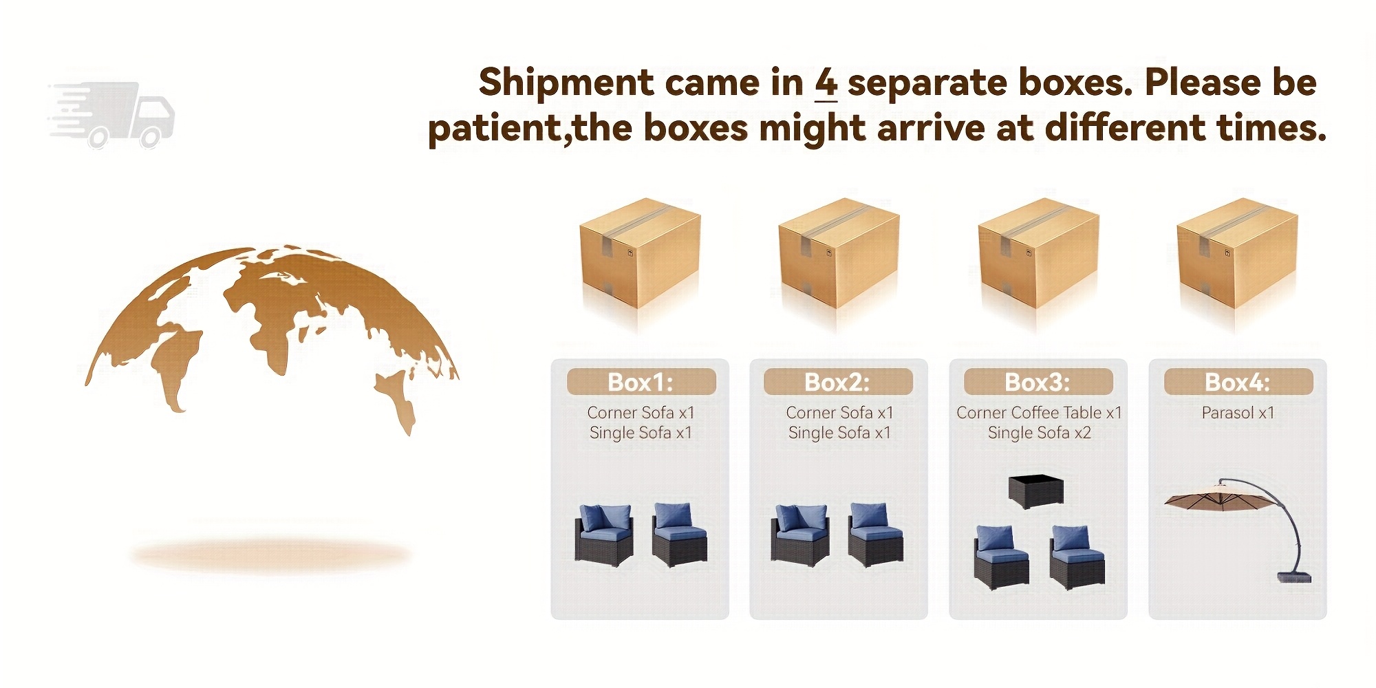 3 - 8pcs Outdoor Sectional Patio Furniture Set with Patio Umbrella/Outdoor Fire Pit | L-Shaped Wicker Rattan Conversation Set | 4