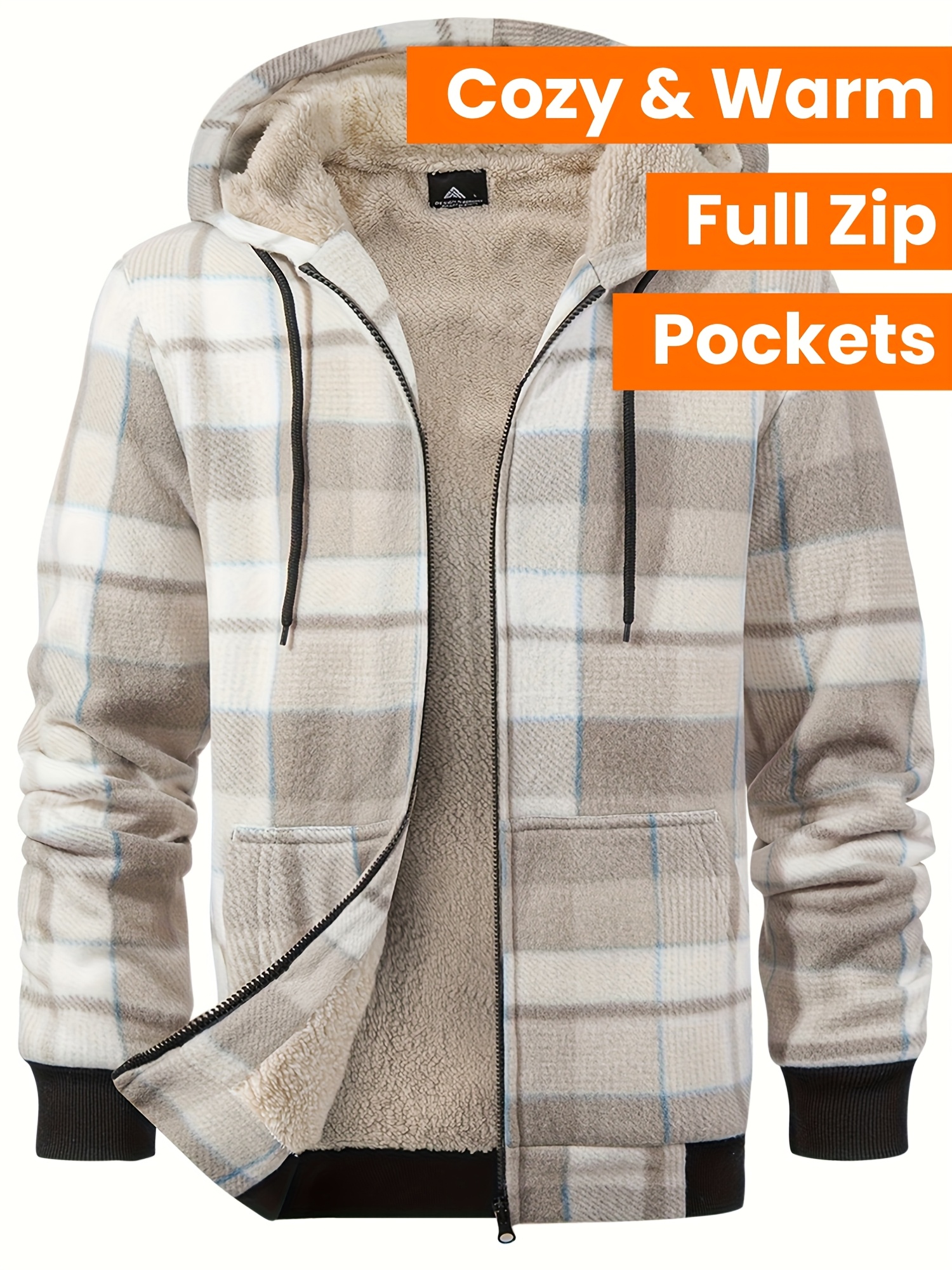 Men'S Heavyweight Fleece Hooded Jackets Thick Sherpa Lined Flannel Plaid Shirt with Full Zip 28 Men'S Heavyweight Fleece Hooded Jackets - Thick Sherpa Lined Flannel Plaid Shirt with Full Zip