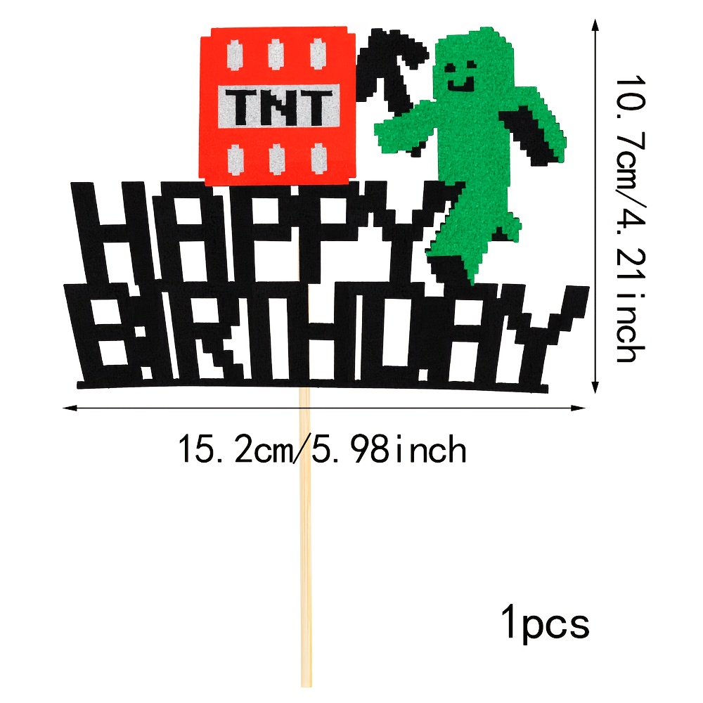 Happy Birthday Cake Decorations, Pixel Video Game For Boys And Girls，halloween，christmas