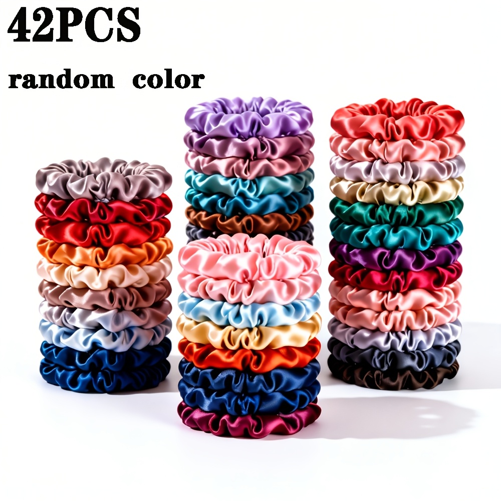 E-shop 42 Stk./Packung Mehrfarbige Darm-Haarband - Zufällige Farbe - Haarband-Set, Damen Lockiges Haar Ergänzungen, Einfaches Stoff-Haarband Haarband
