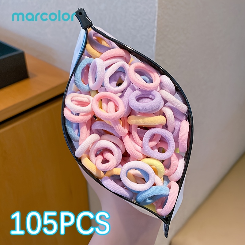 Image of 105pcs/set Candy Color Small High-elasticity Women's Hair Ties, Black, Pink, Multicolor, Purple, Blue, Multiple Colors , Ties, Mixed Colors Suitable For Hairstyle Styling - Marcolor