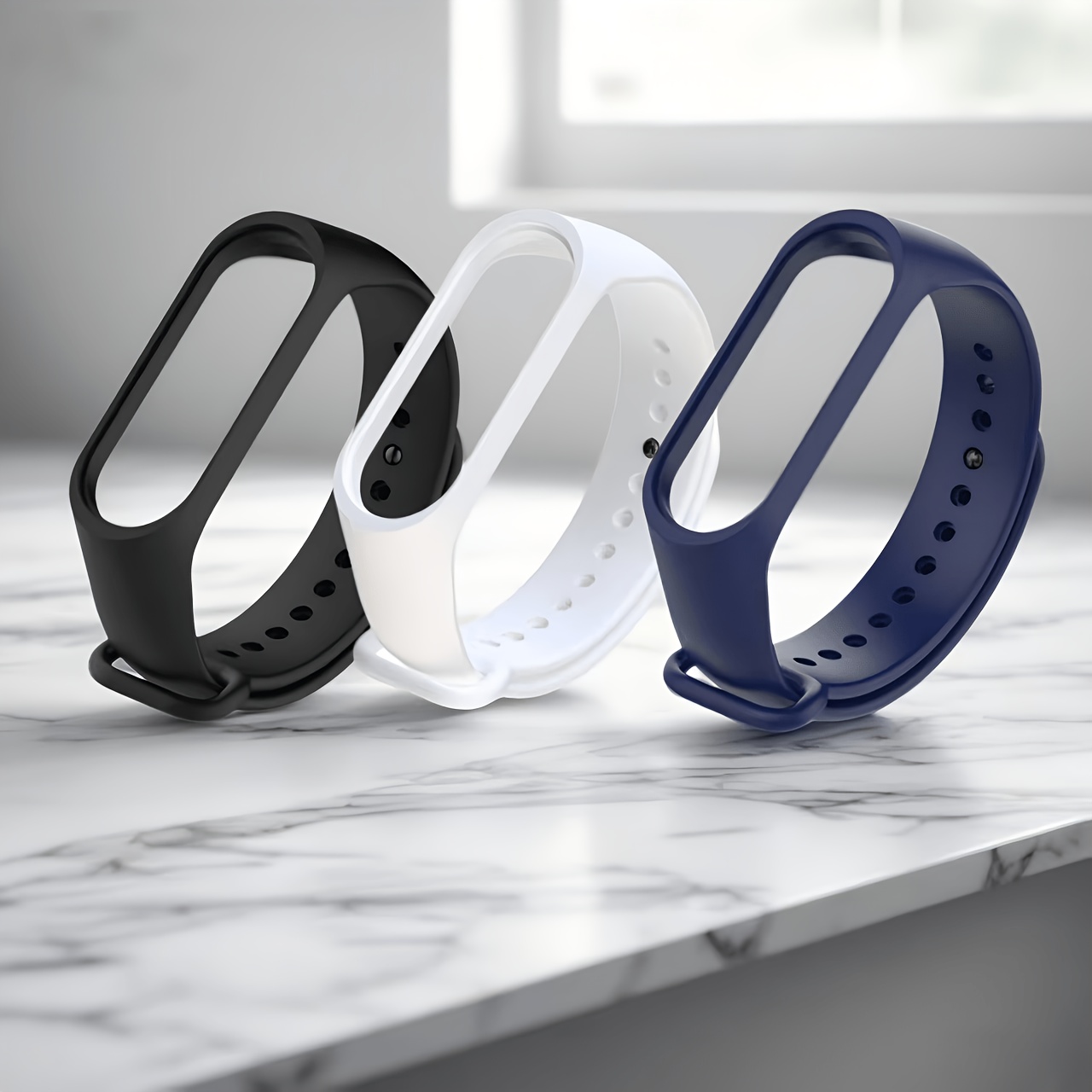 TEMU 3 correas de reloj para Xiaomi Band 3/4/5/6/7 - Correas de muñeca de TPU, intercambiables y ajustables, correas deportivas transpirables, uso ,