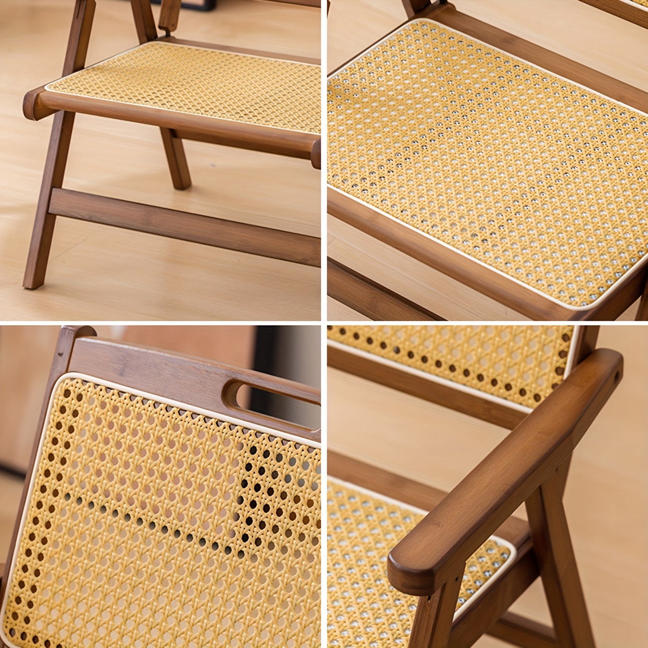 Silla Plegable de Ratán para Hogar, Balcón, Oficina, Exterior, Silla de Descanso Plegable Ligera y Portátil para Sala de Estar, Comedor, Dormitorio, Estudio, Oficina, Patio, Adecuada para las 4 Estaciones, Asiento Exterior, Asiento Estiloso, Mueble para Espacios Pequeños, Silla de Oficina, Muebles