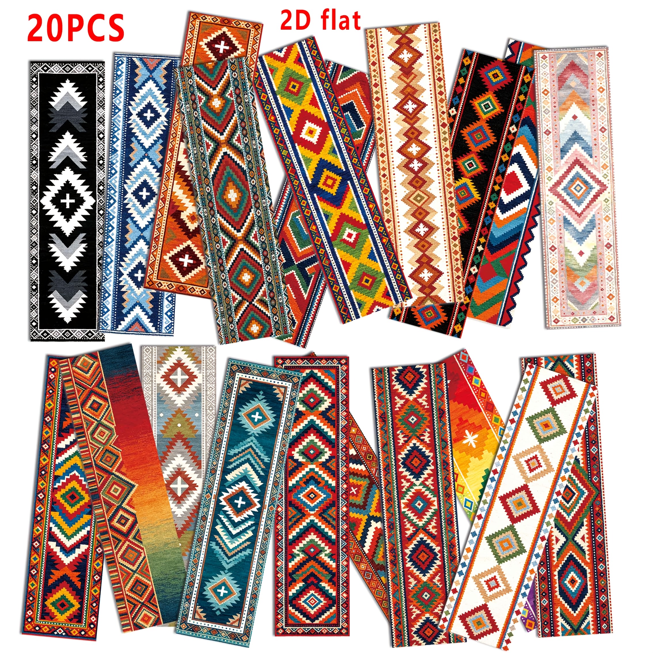 TEMU 20pcs Bookmarks, Geometric Ethnic Style Vintage Black, Printed, 2d Flat, Ideal Gift For Birthdays, , Students, Teachers, , Book Club , And Book