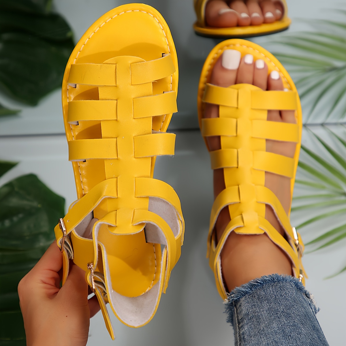 Women'* Color Flat Sandals, Fashion Open Toe Summer Shoes, Lightweight  Strap Sandals