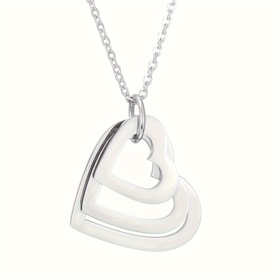 TEMU Customized Heart-shaped Necklace Personalized Engraved Heart Pendant Name Necklace Multiple Heart-shaped Necklaces Customized Gift For Mom
