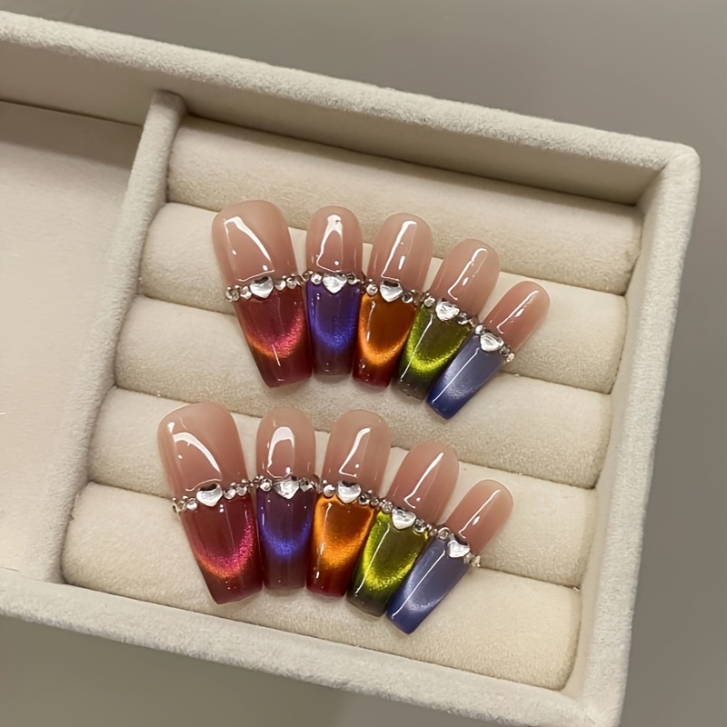 TEMU 10pcs Pure Handmade Luxury Dopamine Gradient Cat 3d Pure Handmade Wearable Armor, Suitable For Daily Wear