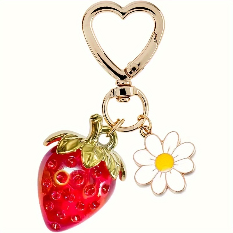 

Acrylic Strawberry & Floral Keychain - Bags & Backpacks, Fashion Accessory