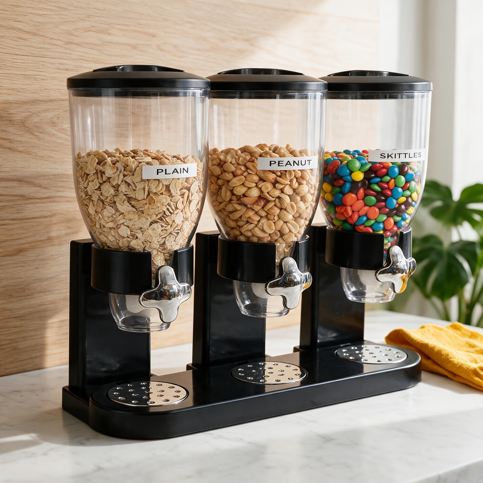 TEMU 1pc 3 Compartment Dispenser: Large Capacity, , Multi Compartment Large Capacity Is A Grain Storage Container, Large Capacity Storage Bucket,