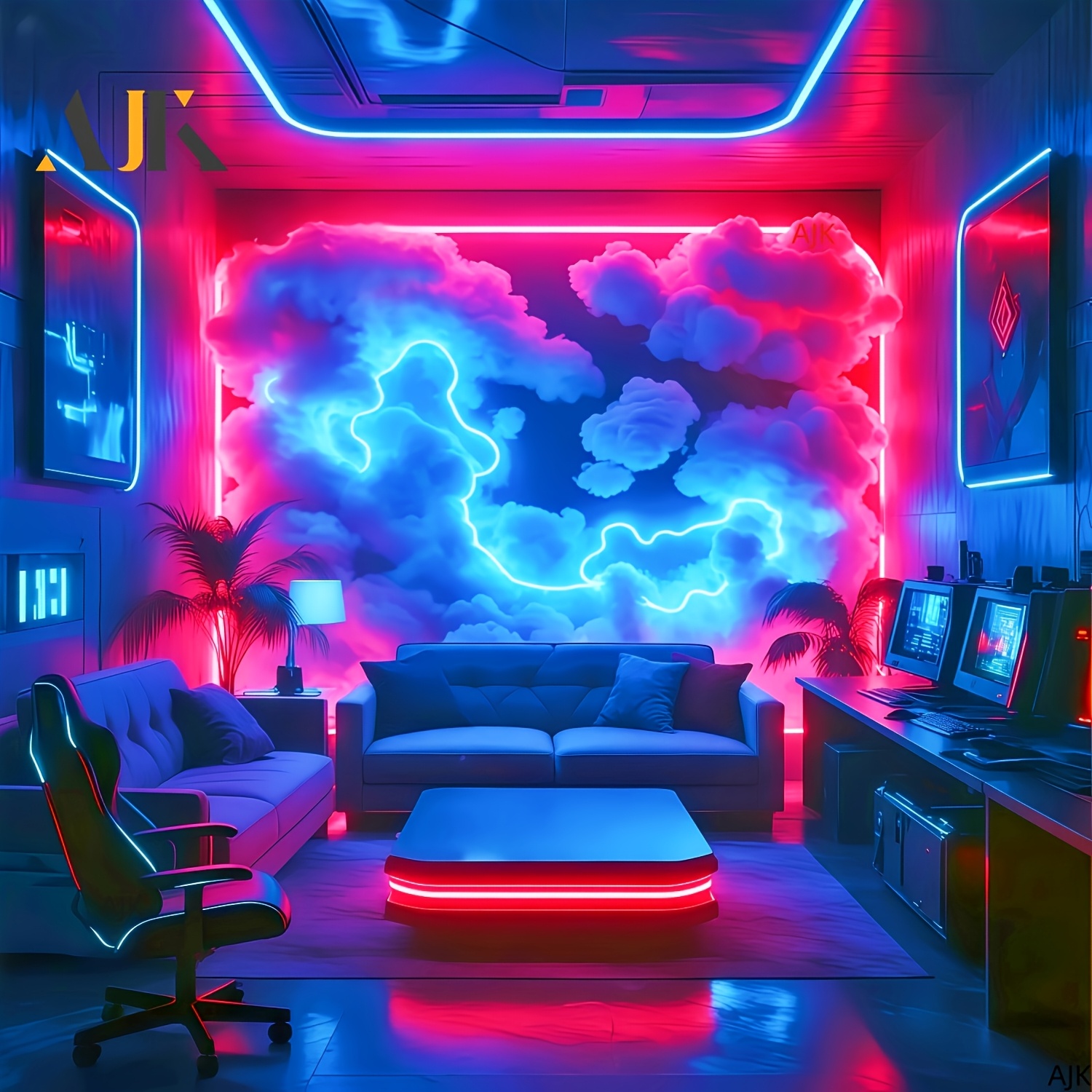 AJK LED Cloud Light with Music Sync RGB Changing
