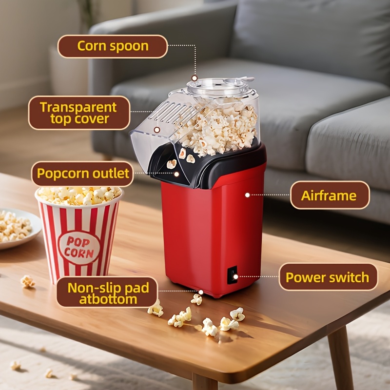 Upgrade Vortex Hot Air Popcorn Machine Red Black, Automatic or Sugar  Needed, 220-240V, European Standard Plug Home Theater or Movie Night,