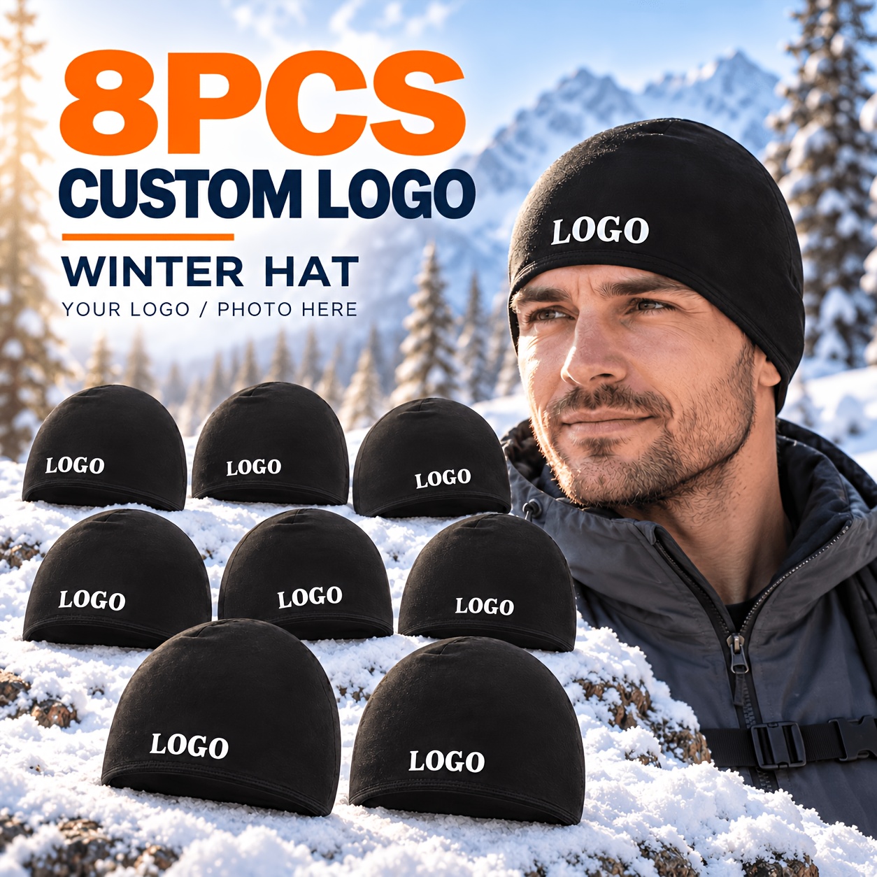 TEMU 8pcs Pack Customizable Brimless Beanie Hats - Unisex Winter Warm Suitable For Outdoor, Parties, For Men &, Lightweight Breathable Cold Weather