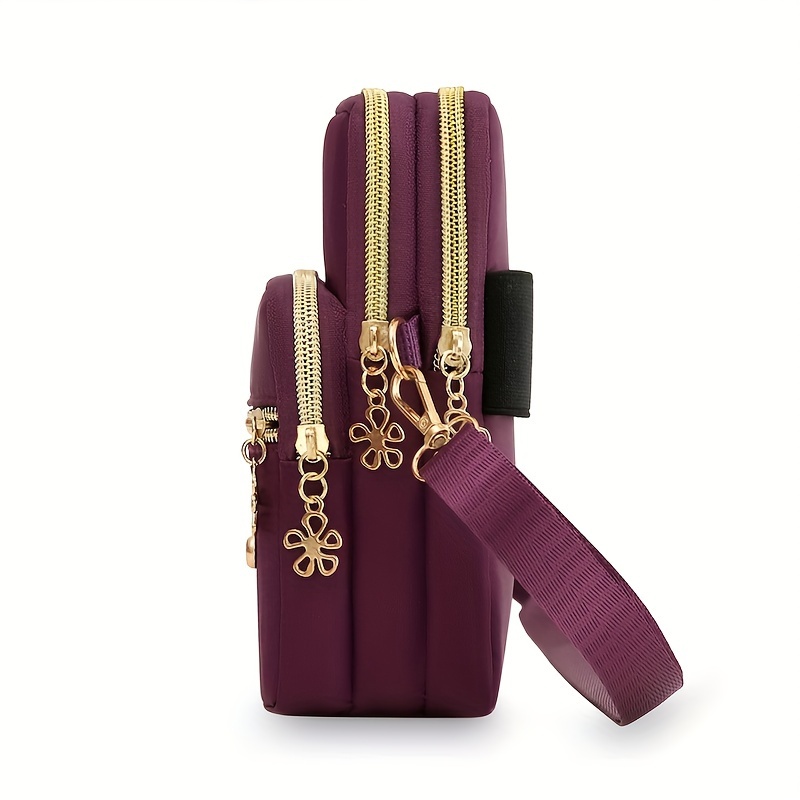 1pc, Women's Fashion Simple Crossbody Cell Phone Purse, Casual Multi-pocket Zipper Shoulder Pouch, Coin Purse, Sports & Fitness Compact Portable Sling Bag