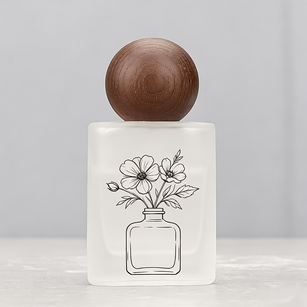 TEMU 5/10 piezas de frascos de perfume personalizados de vidrio esmerilado con tapas de madera - Recargables a prueba de fugas, adecuados para