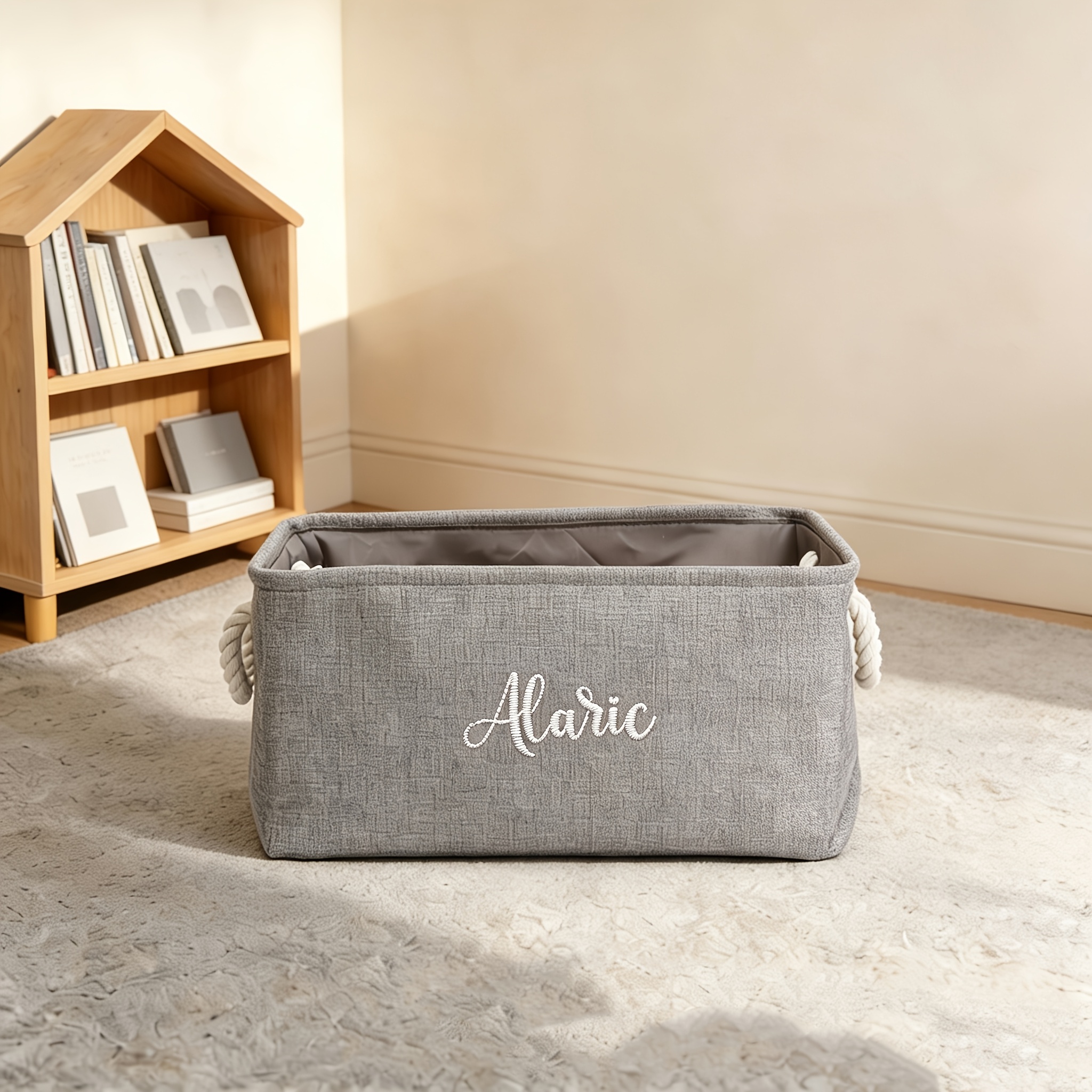 Personalized Embroidered Storage Basket with Handle
