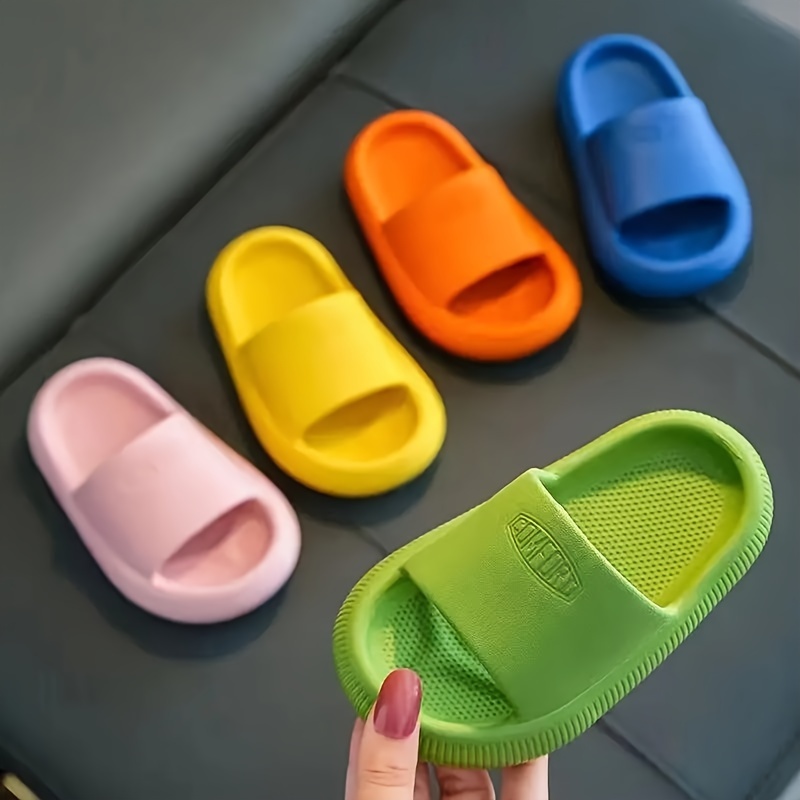 

Casual Comfortable Solid Color Open Toe Slippers For Girls, Breathable Non-slip Slippers For Indoor Home Bathroom