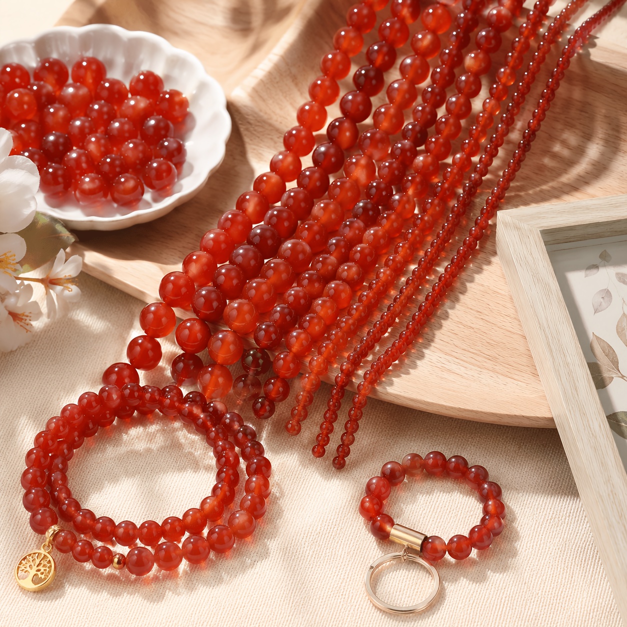 Red Agate Round Beads Loose Polished Smooth Beads