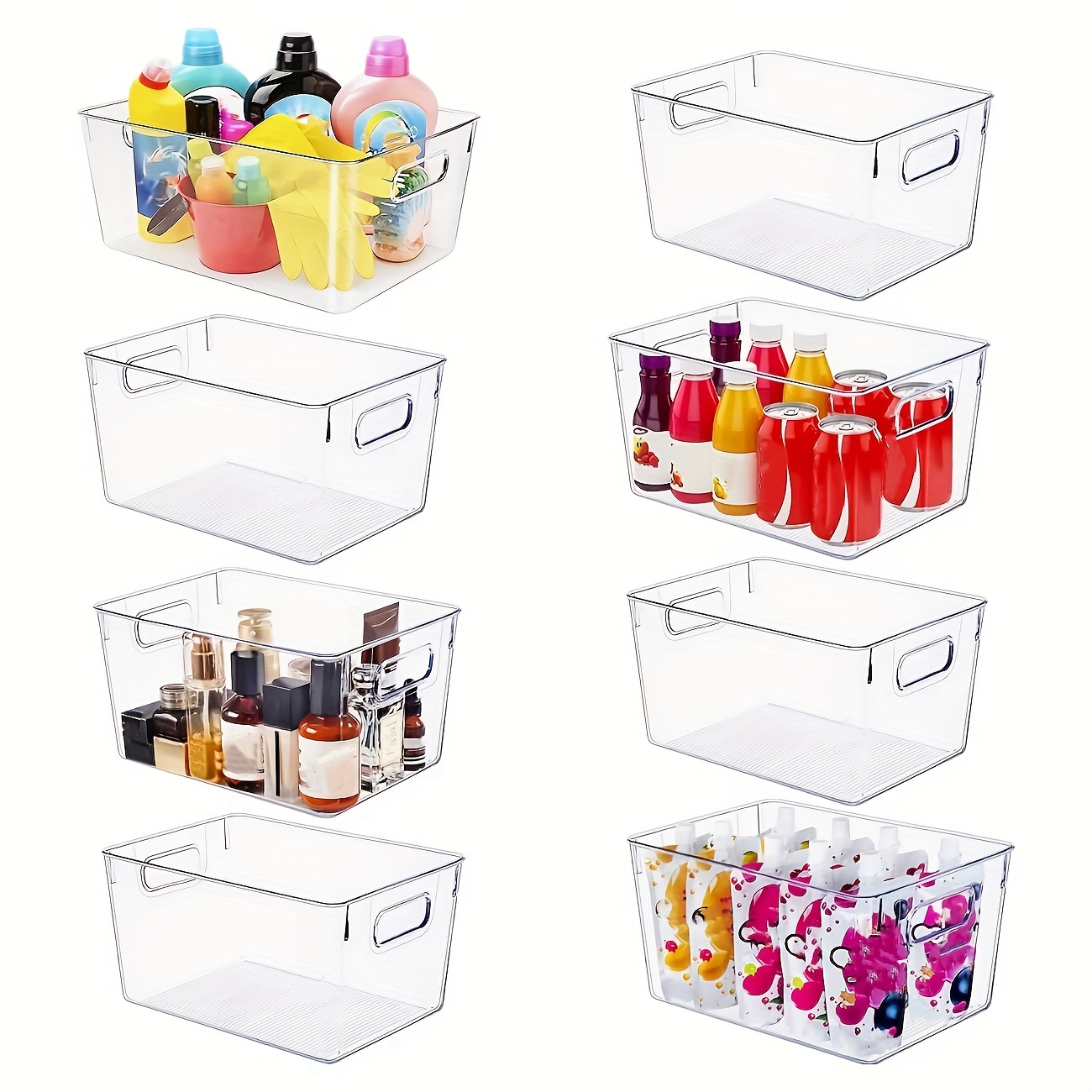 

Set Of 8 Large Clear Plastic Storage Bins (8l), Storage Containers For Pantry Organization And Kitchen Storage Bins, Home Edit And Cabinet Organizers