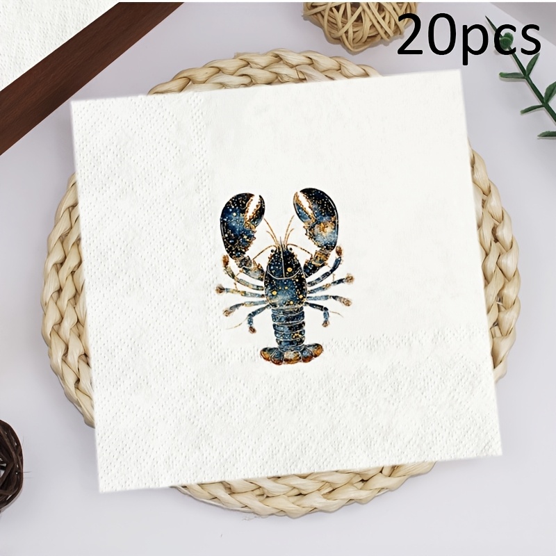 TEMU 20pcs Paper Towels, Kitchen And Bathroom Tissue, Napkins - Lobster, Starry Sky, Golden. Suitable For Holiday Dining Accessories, Seasonal Table
