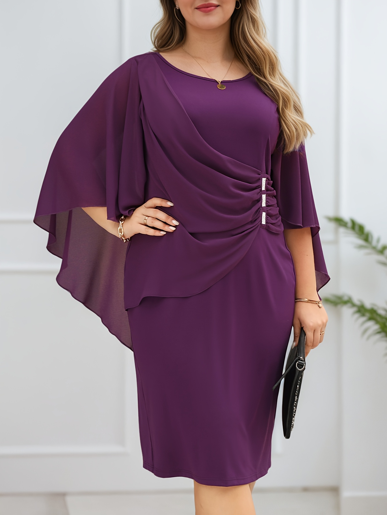 open lace back dress Strapless Purple Chiffon Twist Fitted Dress  Ohmollydress