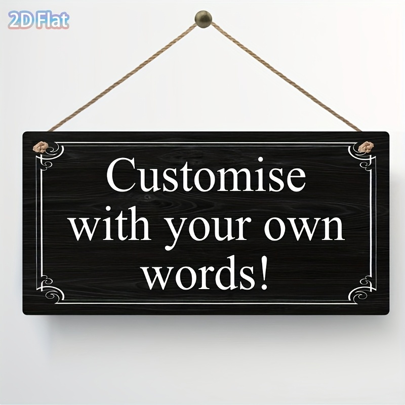 TEMU Customizable Vintage Plaque - Personalized Text/phrases, Elegant Thick Line Decoration, No Power Needed - Artificial Wood Sign For Home, Office,