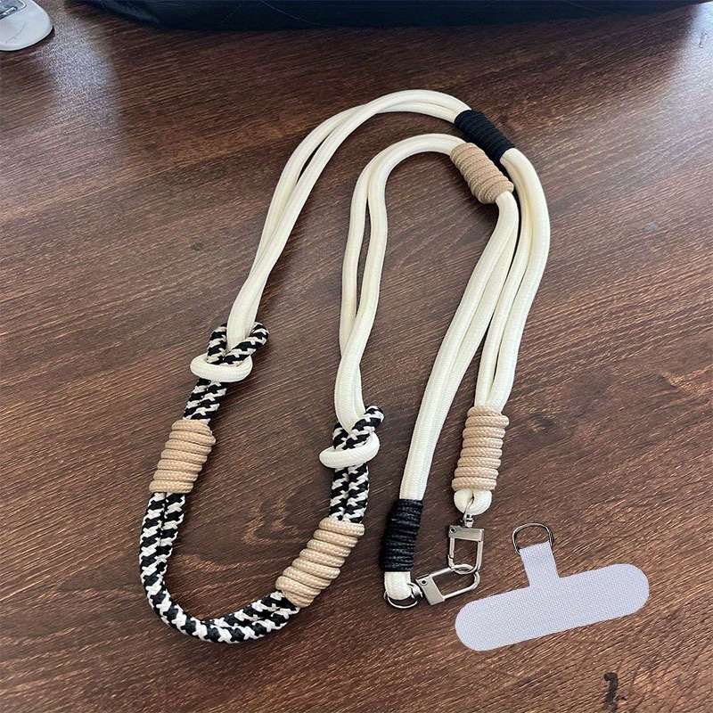 E-shop Zweifarbige Universal-Handgefertigte Handy-Lanyard, Langes Crossbody-Gurt, Robustes und Langlebiges Anti-Verlust-Langes Seil, Schultergurt,