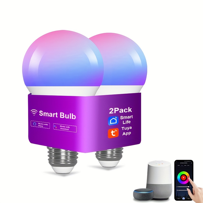 smart rgb   light bulbs a60 e27 base 9w equivalent to 60w 800 lumen wifi wireless   compatible with     app supports alexa   control music sync remote control 16 million color changing dimmable lighting   different   for   scenes suitable for   cafe etc 0