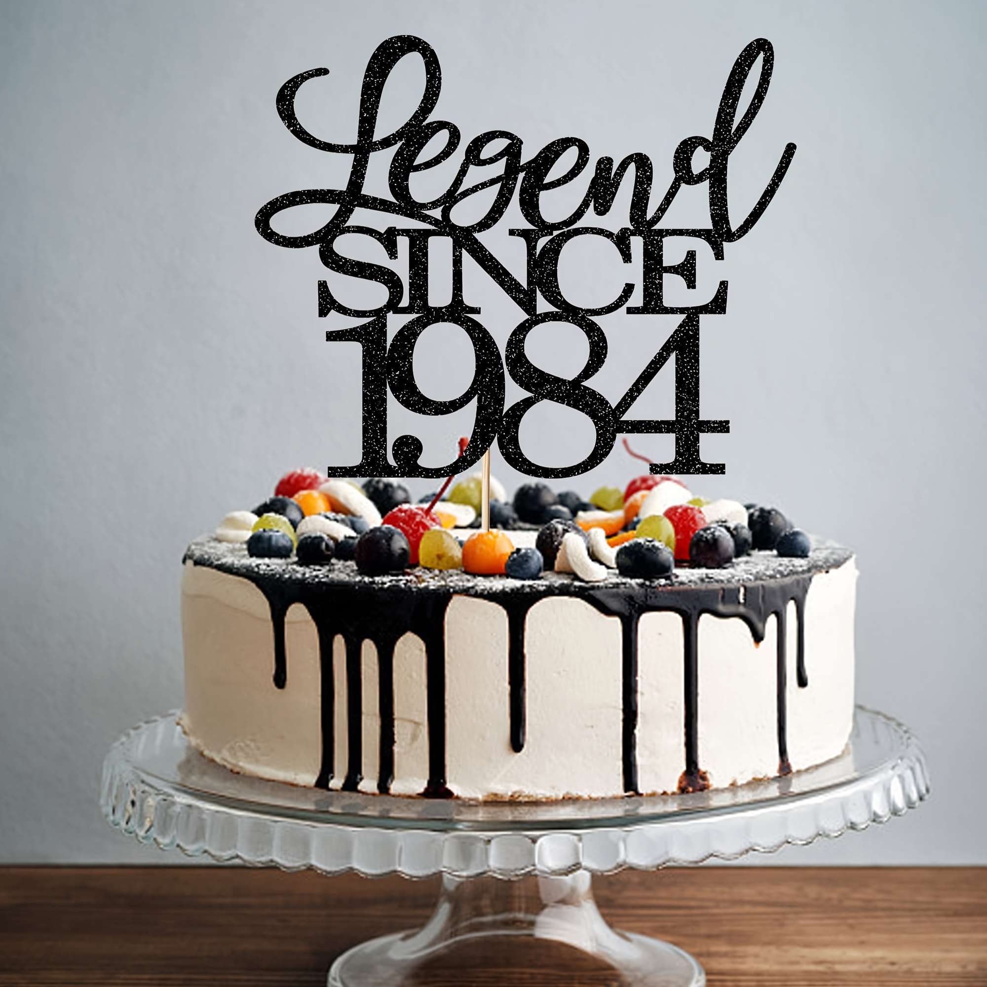 Kuchendekoration Zum 40. Geburtstag – Gold-glitzernder Cake Topper, Einseitig, Für Torten & Desserts, Party-Deko