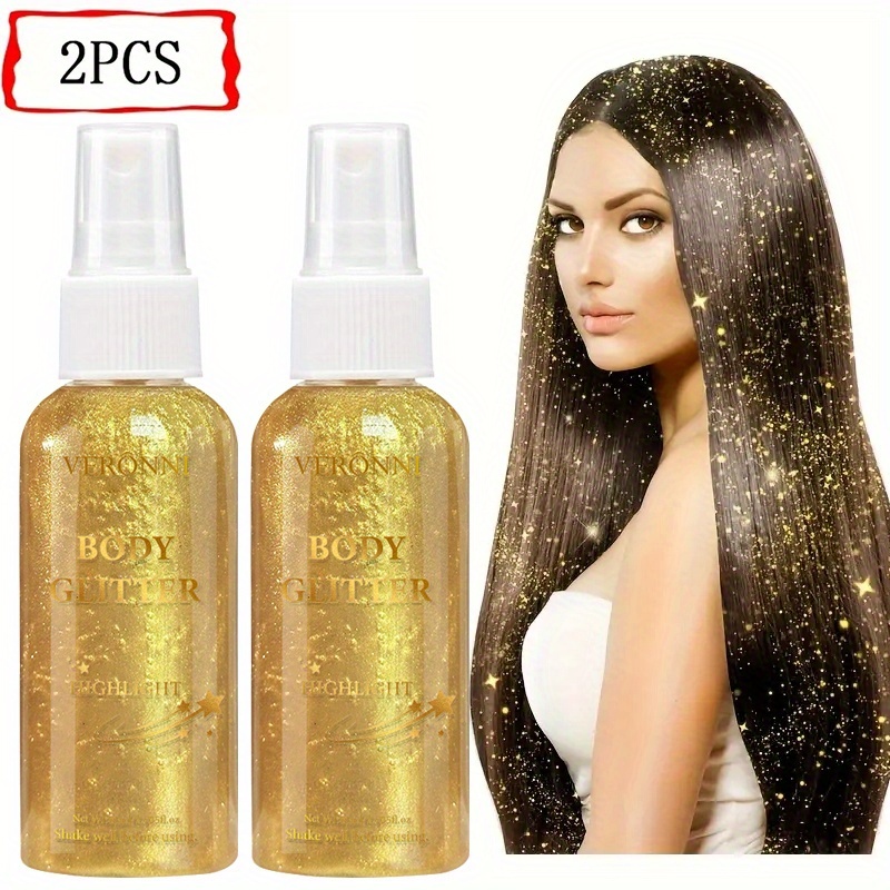 2 Hair Sequin Glittery High-gloss Sprays, Face, Body, Collarbone Hair Sprays, Holiday, Party, Wedding And Wedding Hair High-gloss Sprays With