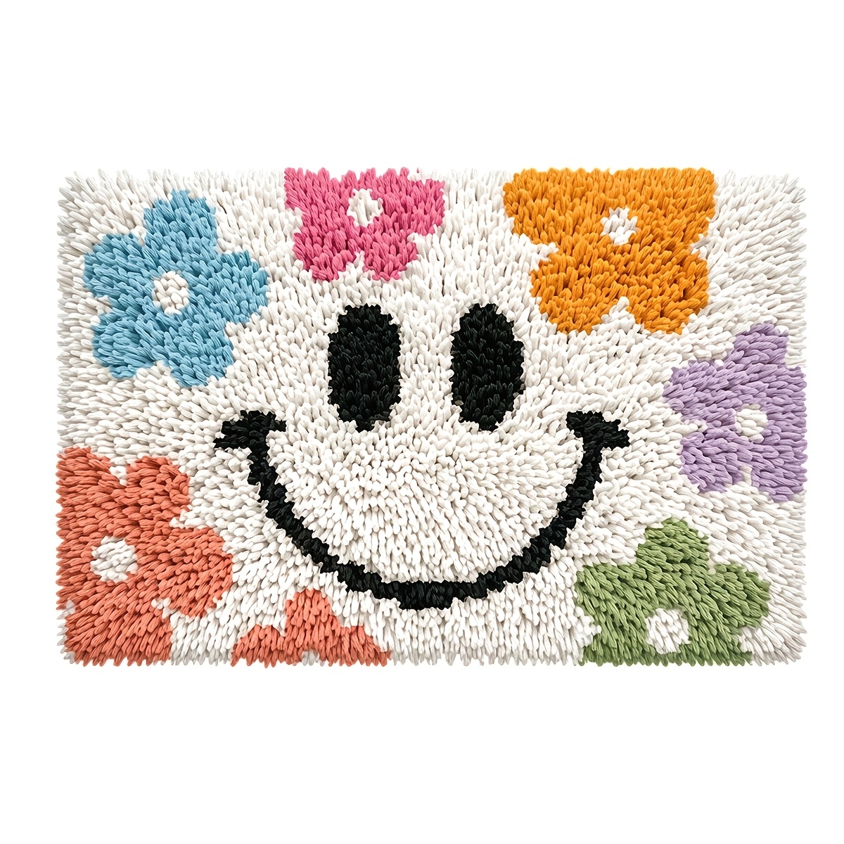 Black Smiley Face Crochet Carpet Set for Beginners